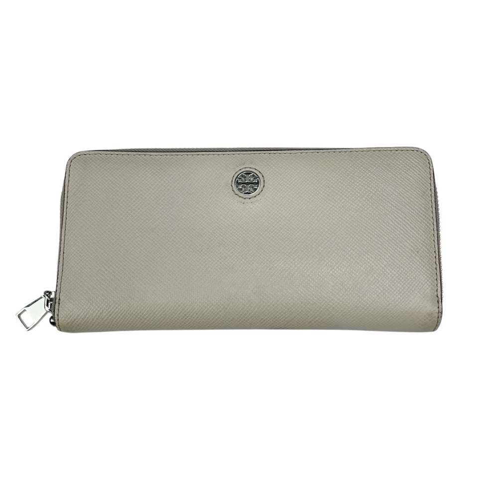 Tory Burch Zip Around Long Wallet Taupe Gray